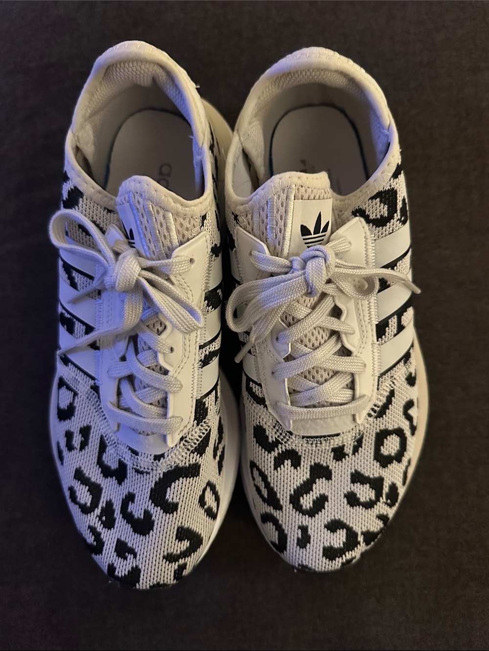 adidas White & Black Leopard Knit Sneakers